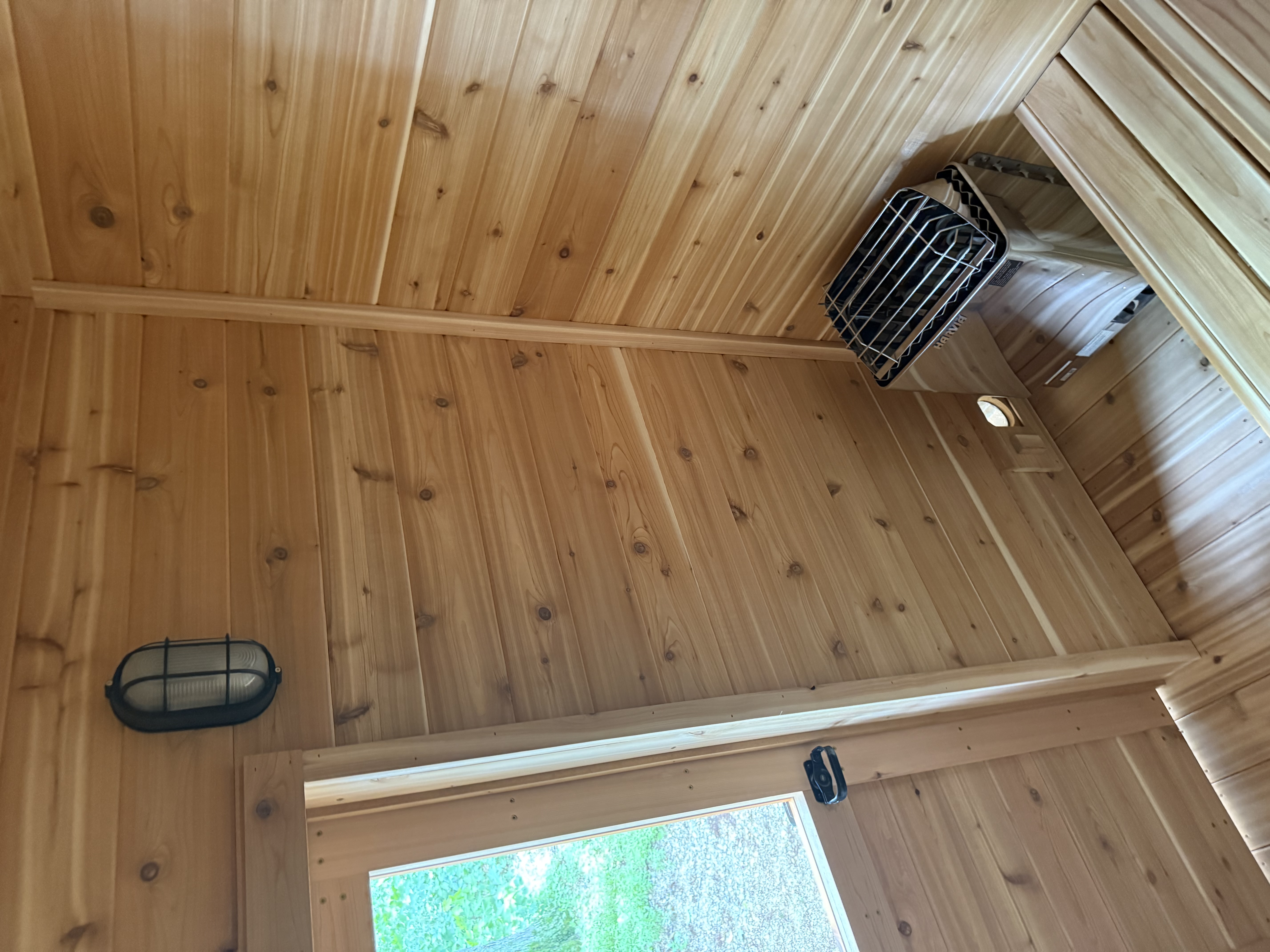 Tundra Saunas cedar wall and light